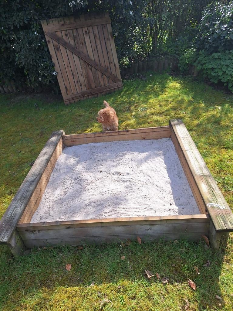 Houten zandbak 150x150, Kinderen en Baby's, Speelgoed | Buiten | Zandbakken, Ophalen