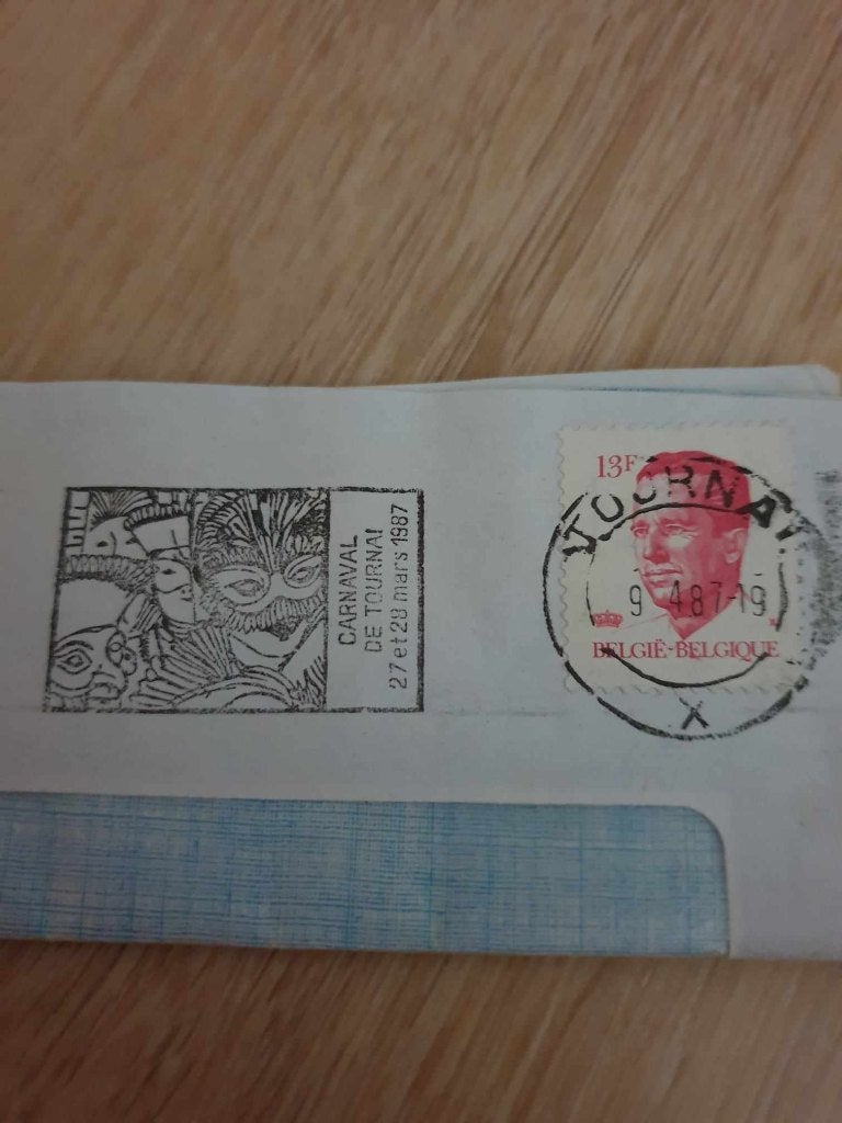 Carnaval Doornik postafstempeling 1987, Postzegels en Munten, Ophalen of Verzenden