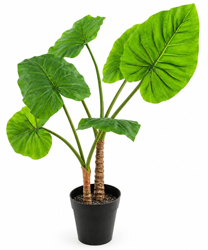 Kunstplant Olifantsoor / Alocasia - Grote Decoratieve Plant, Binnen, Groen, Met pot of vaas, Kunstplant