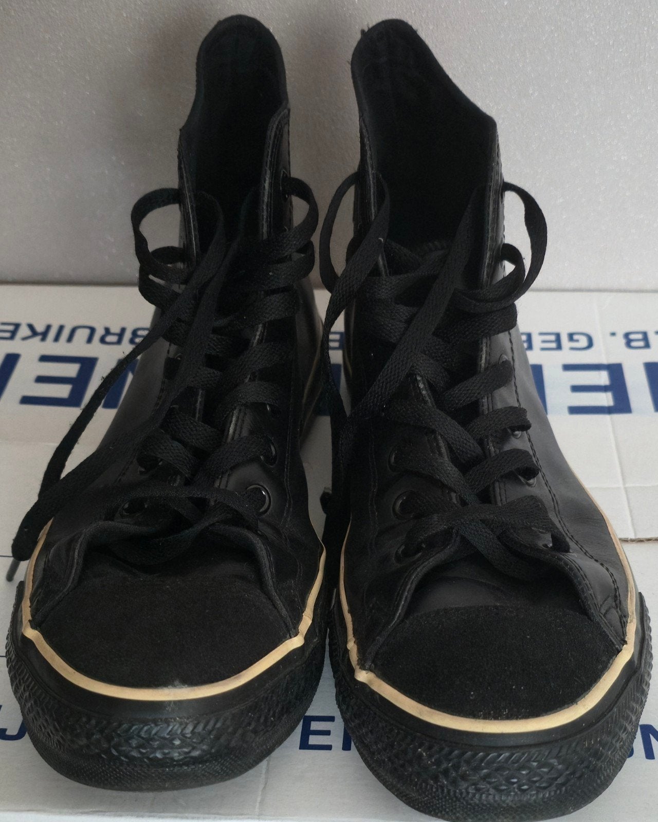 Converse All Star hoge leren sneakers. Maat 46., Zwart, Ophalen of Verzenden, Sneakers, Converse all stars