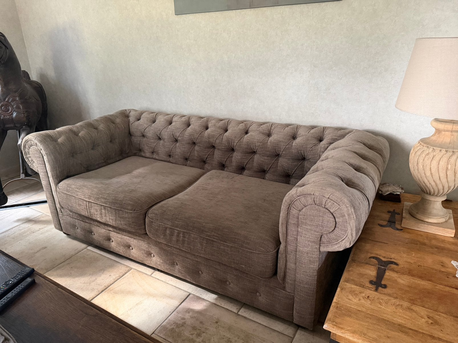 Chesterfield zetels in stof, Ophalen, Zo goed als nieuw, Stof