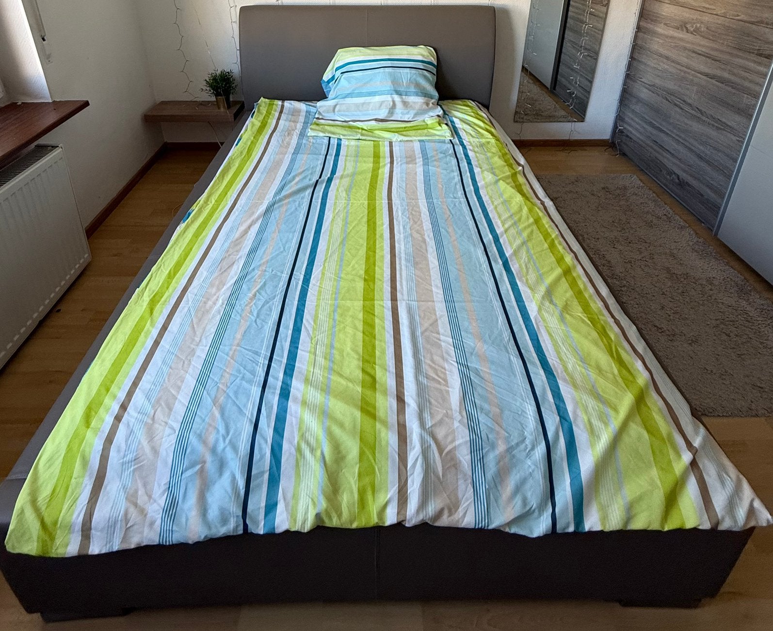 Dekbedovertrek/blauwgroen/2 patronen/150 x 220, Solo-systeem, Gebruikt, Verzenden, 160 cm