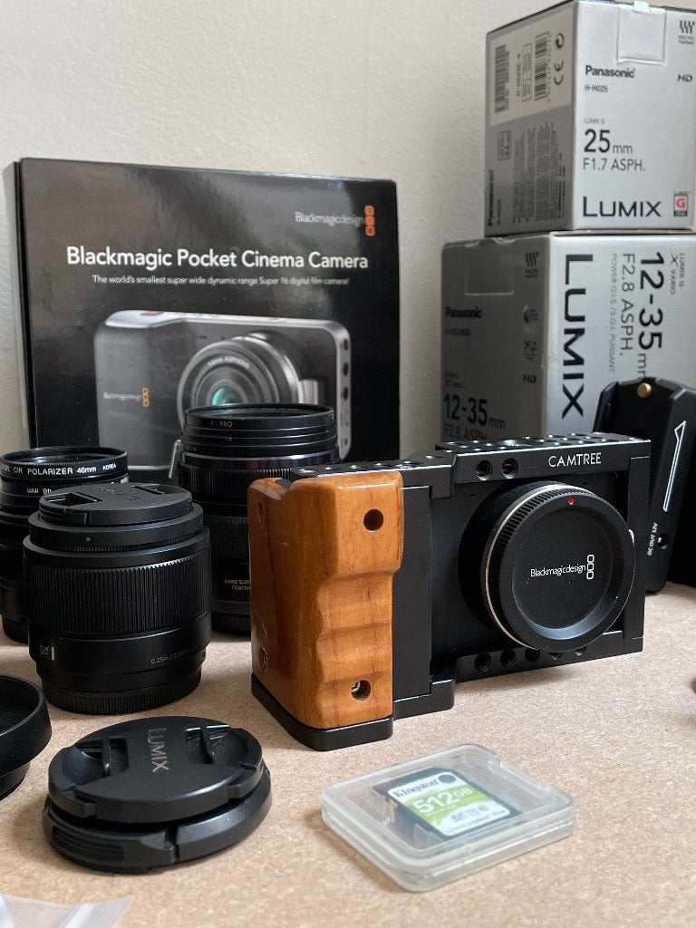 Blackmagic pocket cinema camera + lenzen en toebehoren, Audio, Tv en Foto, Videocamera's Digitaal, Overige merken, Gebruikt, Full HD