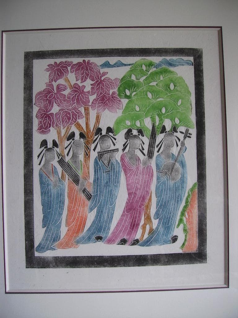 steendruk kleur - Nepal - ambachtelijk, Ophalen, Oosters, Papier/karton, Nieuw