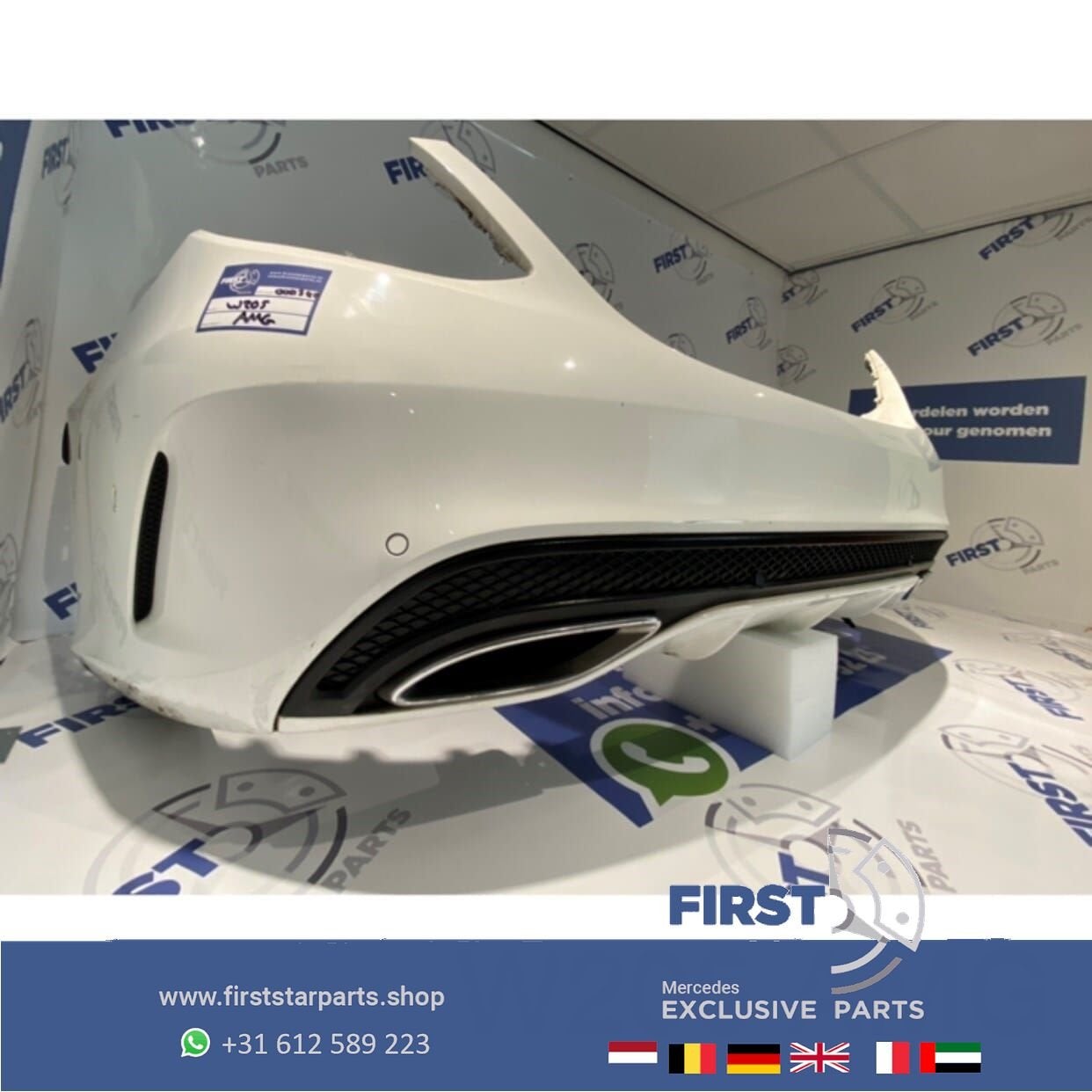 W205 AMG ACHTERBUMPER ZWART WIT GRIJS + DIFFUSER COMPLEET OR, Arrière, Utilisé, -, -