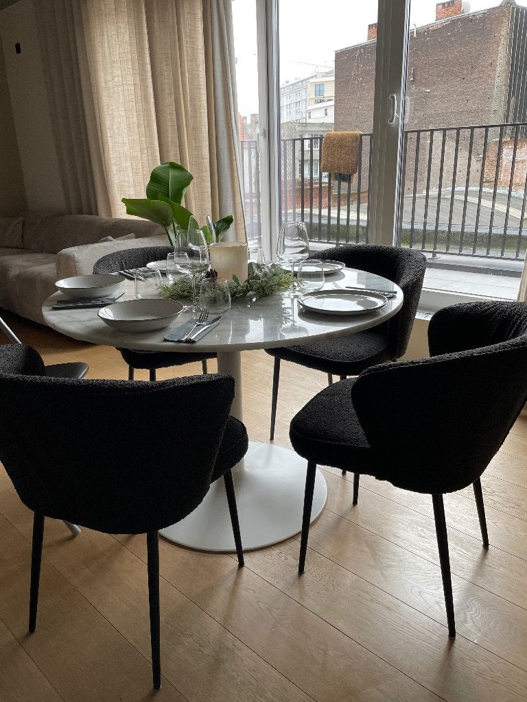 Ronde marmere eettafel, Cinq personnes ou plus, Rond, Comme neuf, 100 à 150 cm