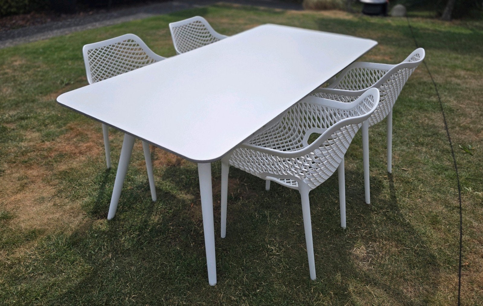 Tuinset | Moderne tuintafel met 4 stoelen (optioneel 6), Ophalen, Gebruikt, 6 zitplaatsen, Aluminium