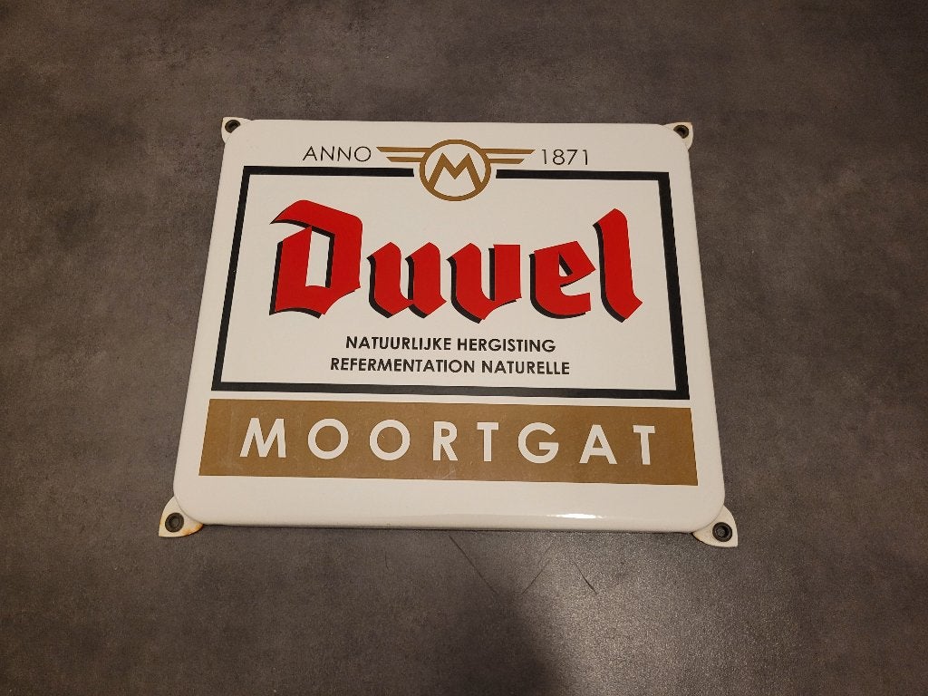 plaque émaillée publicitaire Duvel, Enlèvement ou Envoi, Comme neuf, Panneau publicitaire