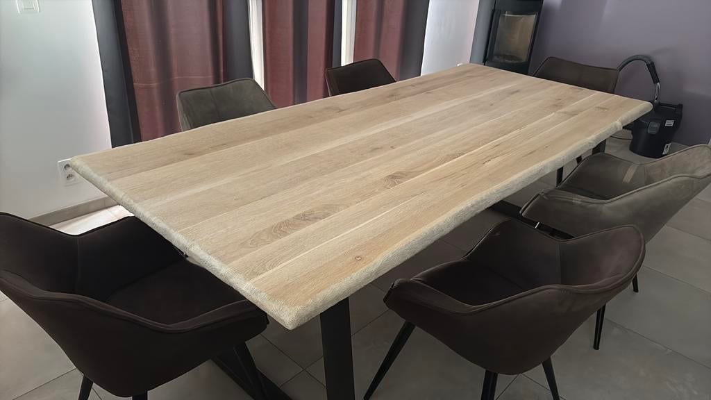 Table 1m10 x 2m50 plateau en chêne avec pied en metal, Enlèvement ou Envoi, Neuf, Chêne