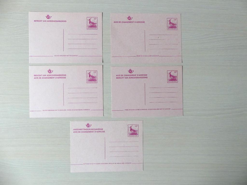 5 Cartes postales changement d'adresse Buzin Vanneau huppé, Enlèvement ou Envoi, Non oblitéré