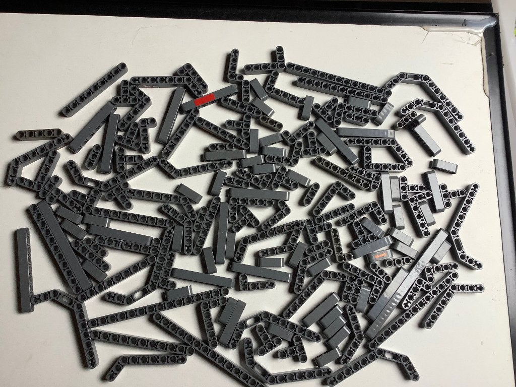 Lego Technic liftarms dark bluis gray 163 st / 204-8, Lego, Ophalen of Verzenden, Zo goed als nieuw, Technic