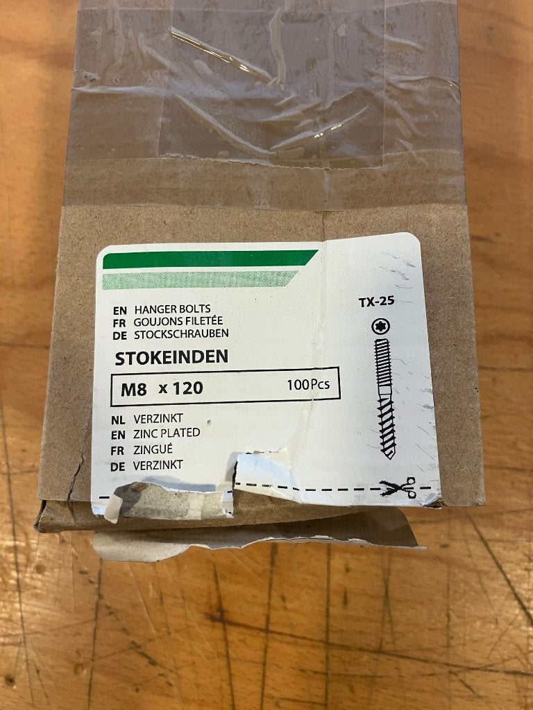 M8x120 Stokeind, Ophalen of Verzenden, Zo goed als nieuw, 100 tot 250 mm, Schroeven