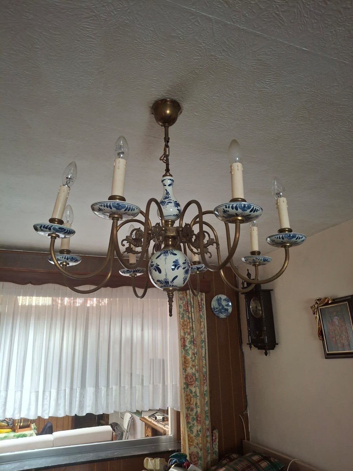 oude delf luster van koper, Ophalen