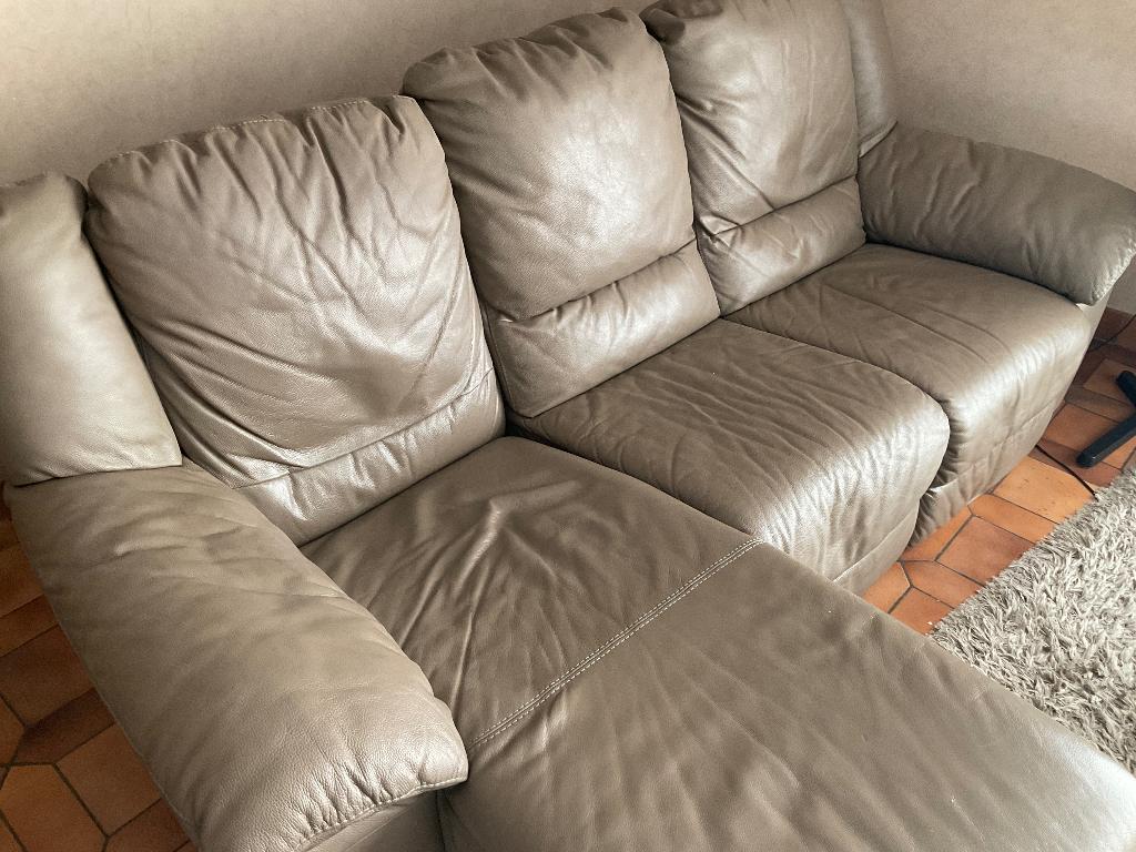 Lederen zeer comfortabele salon, Huis en Inrichting, Ophalen, Gebruikt, Landelijk, 200 tot 250 cm