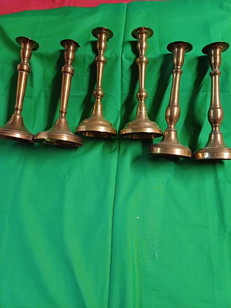 Zeer oude koperen kandelaars, Antiek en Kunst, Antiek | Kandelaars, Ophalen of Verzenden, Koper of Brons