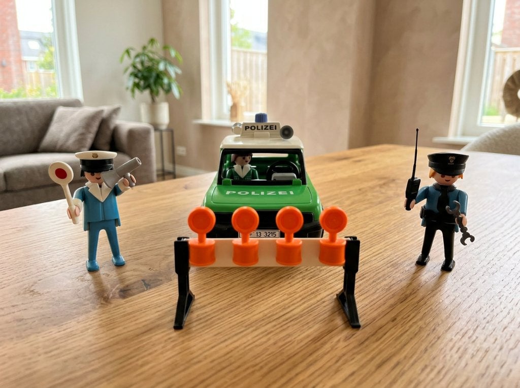 Vintage Playmobil Polizei politiewagen 3215 met figuren, Kinderen en Baby's, Ophalen, Zo goed als nieuw, Complete set