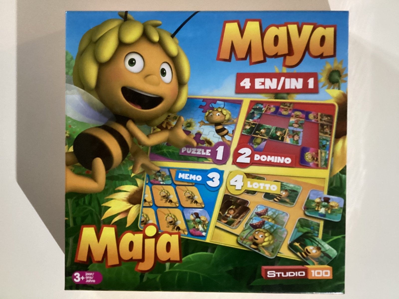 Maya De Bij 4-in-1 spel, Hobby en Vrije tijd, Een of twee spelers, Ophalen of Verzenden, Zo goed als nieuw