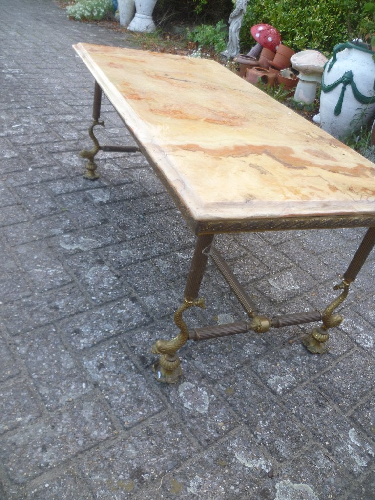 KOPEREN SALONTAFEL MET MARMER, Ophalen