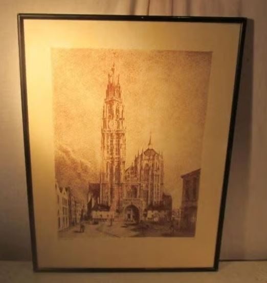 Belle gravure ancienne « Cathédrale d'Anvers » - Van Frachem, Antiquités & Art, Art | Eaux-fortes & Gravures, Enlèvement ou Envoi