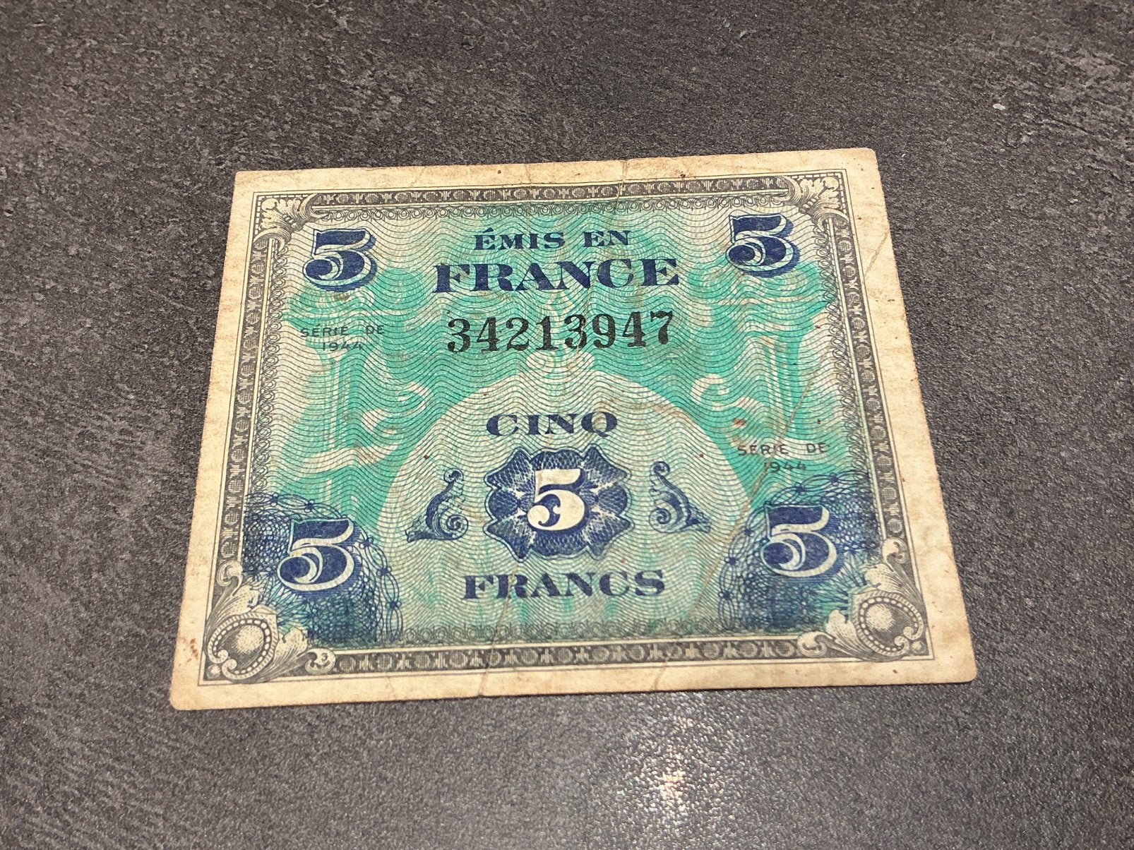 5 francs français 1944, Timbres & Monnaies, Enlèvement ou Envoi