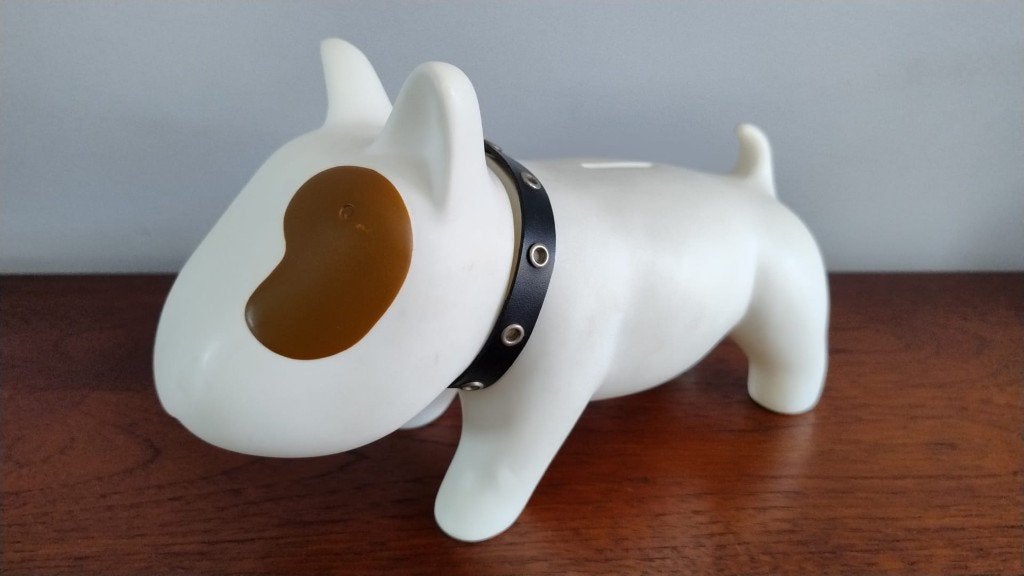 Vintage spaarvarken Bull Terrier, Ophalen of Verzenden, Zo goed als nieuw, Hond of Kat, Beeldje of Figuurtje