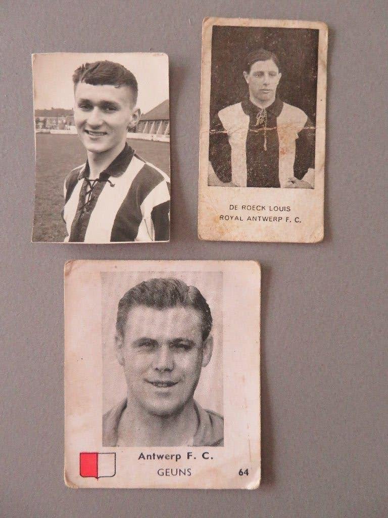 3 oude chromo,s spelers FC Antwerp Geuns , De Roeck , ?, Verzamelen, Ophalen of Verzenden, Zo goed als nieuw, Poster, Plaatje of Sticker