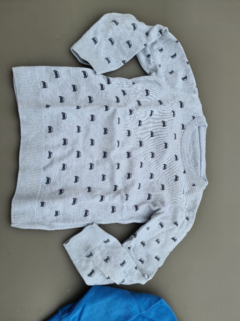 grijze trui, pull met auto's, JBC, 110, Enfants & Bébés, Vêtements enfant | Taille 110, Enlèvement, Comme neuf