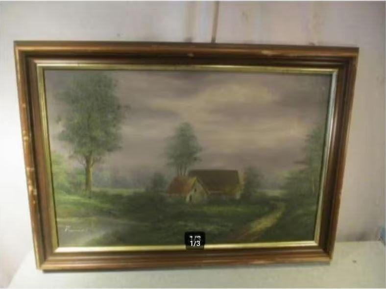 Prachtig Geschilderd Werk 'Kempische Boerderij' - P Arends, Ophalen of Verzenden