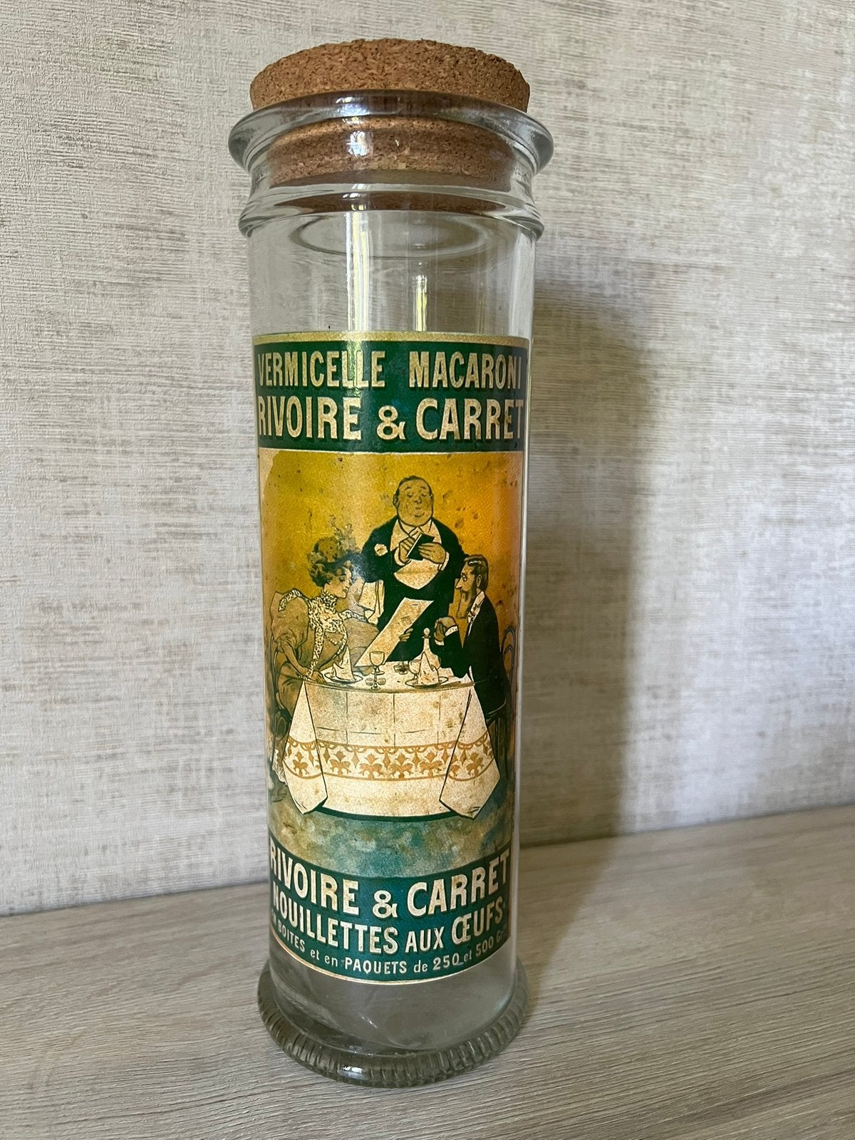Rivoire & Carret vintage glazen pot met kurk, Huis en Inrichting, Keuken | Servies, Gebruikt, Glas, Ophalen