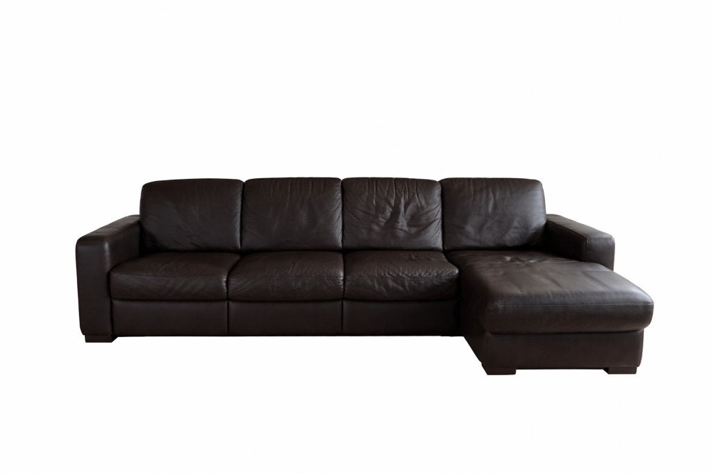 PROMO : Hoeksalon met chaiselongue + 1-zit van Italsofa, Ophalen, Gebruikt, Leer, Modern