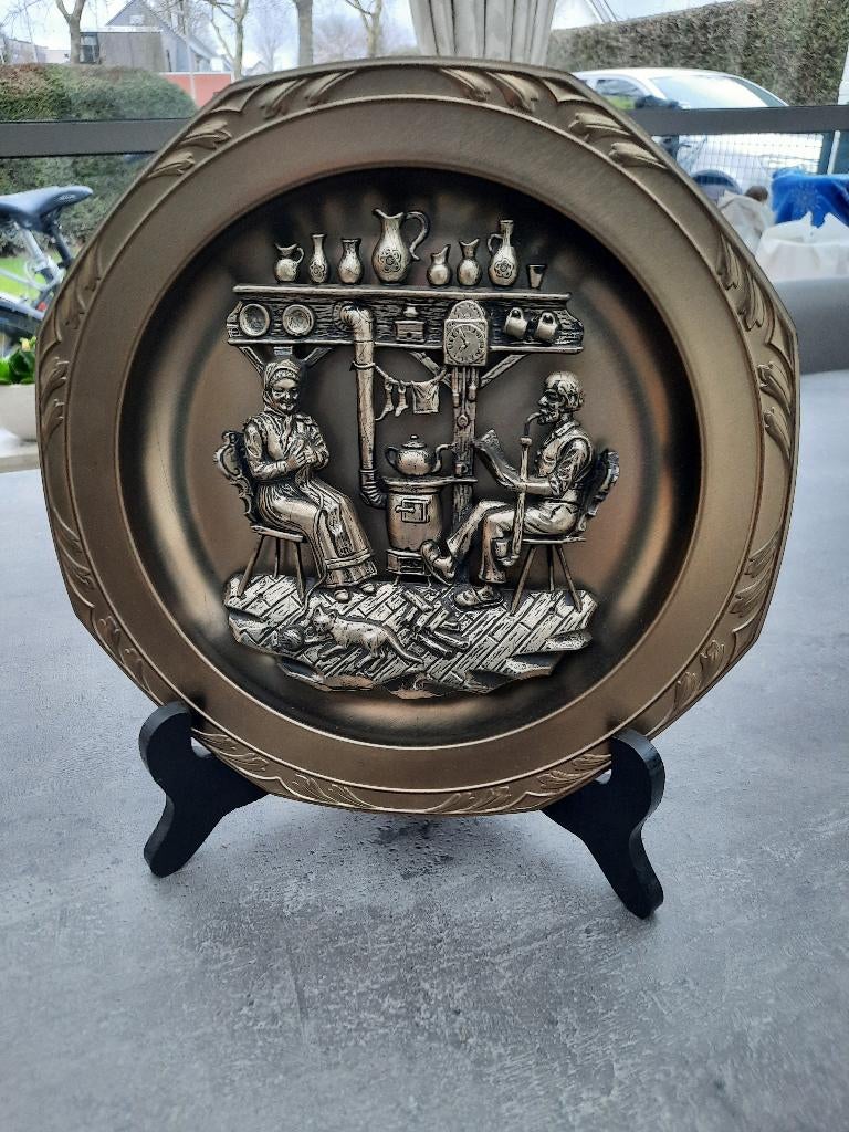 Vintage wandbord met zwarte houten standaard, Ophalen
