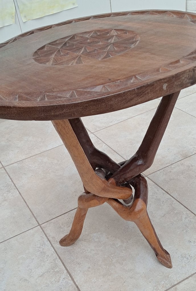 Afrikaanse salontafel, Gebruikt, Rond, 55 tot 75 cm, Vintage Rustiek