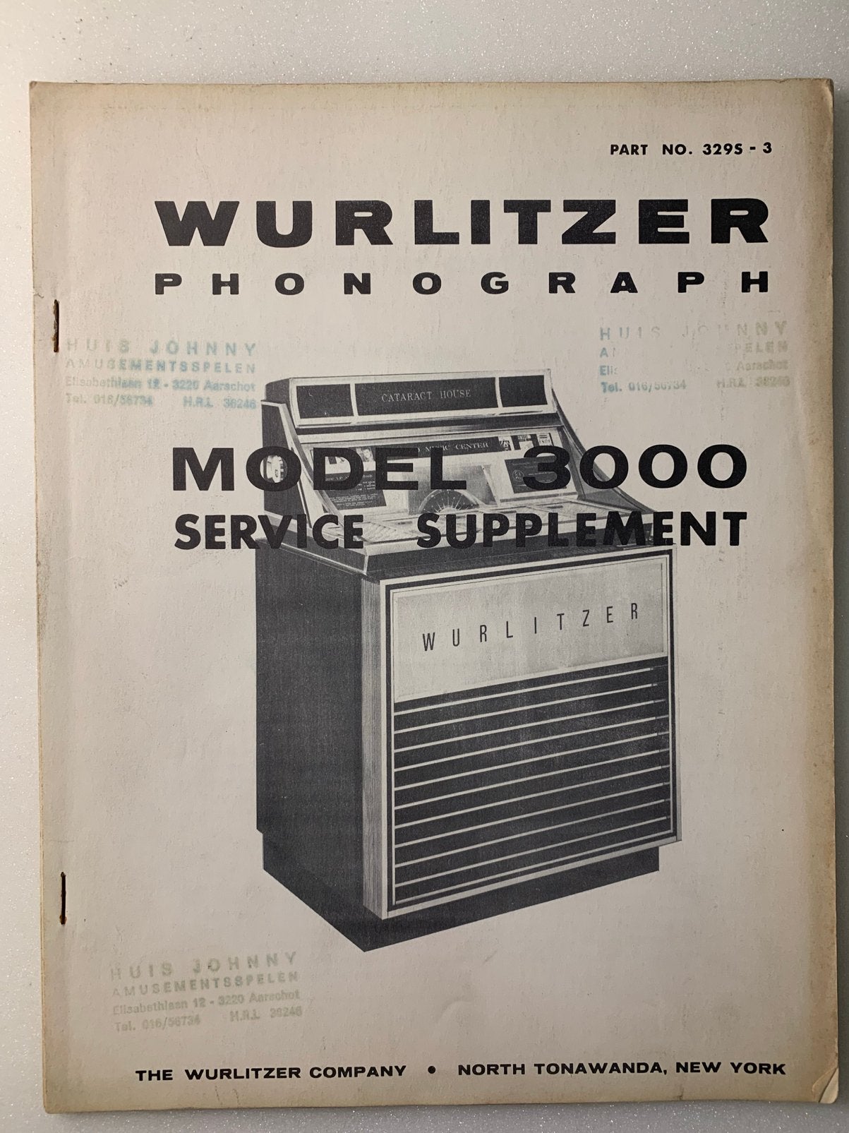 Supplément d'entretien du Wurlitzer modèle 3000 (original), Enlèvement, Utilisé, Wurlitzer