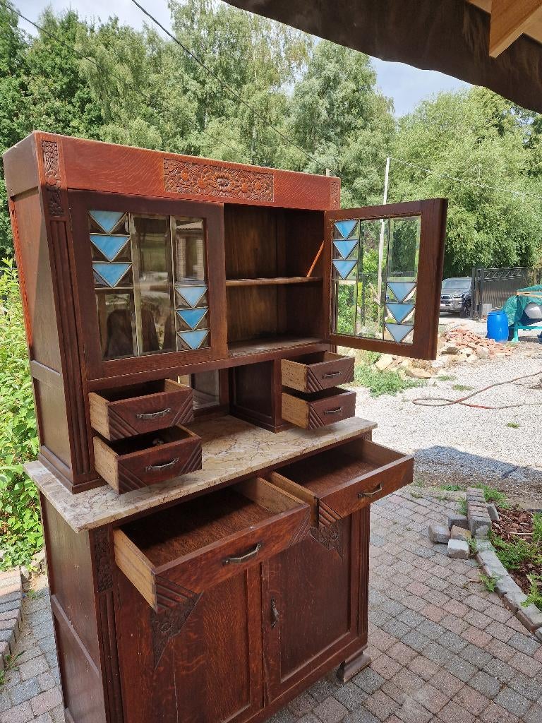 Antieke kast, Ophalen, Gebruikt, 200 cm of meer, Eikenhout