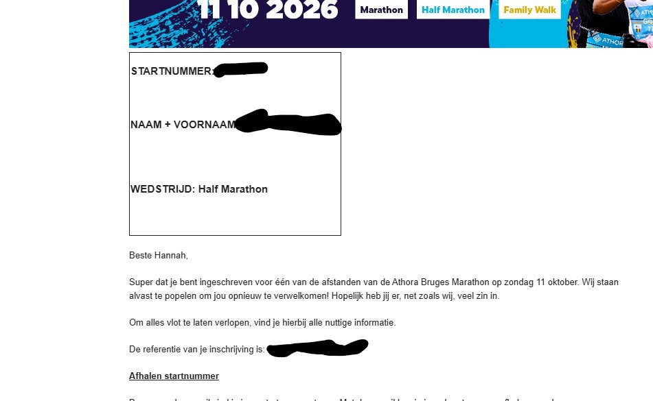 halve marathon Bruges, Enlèvement