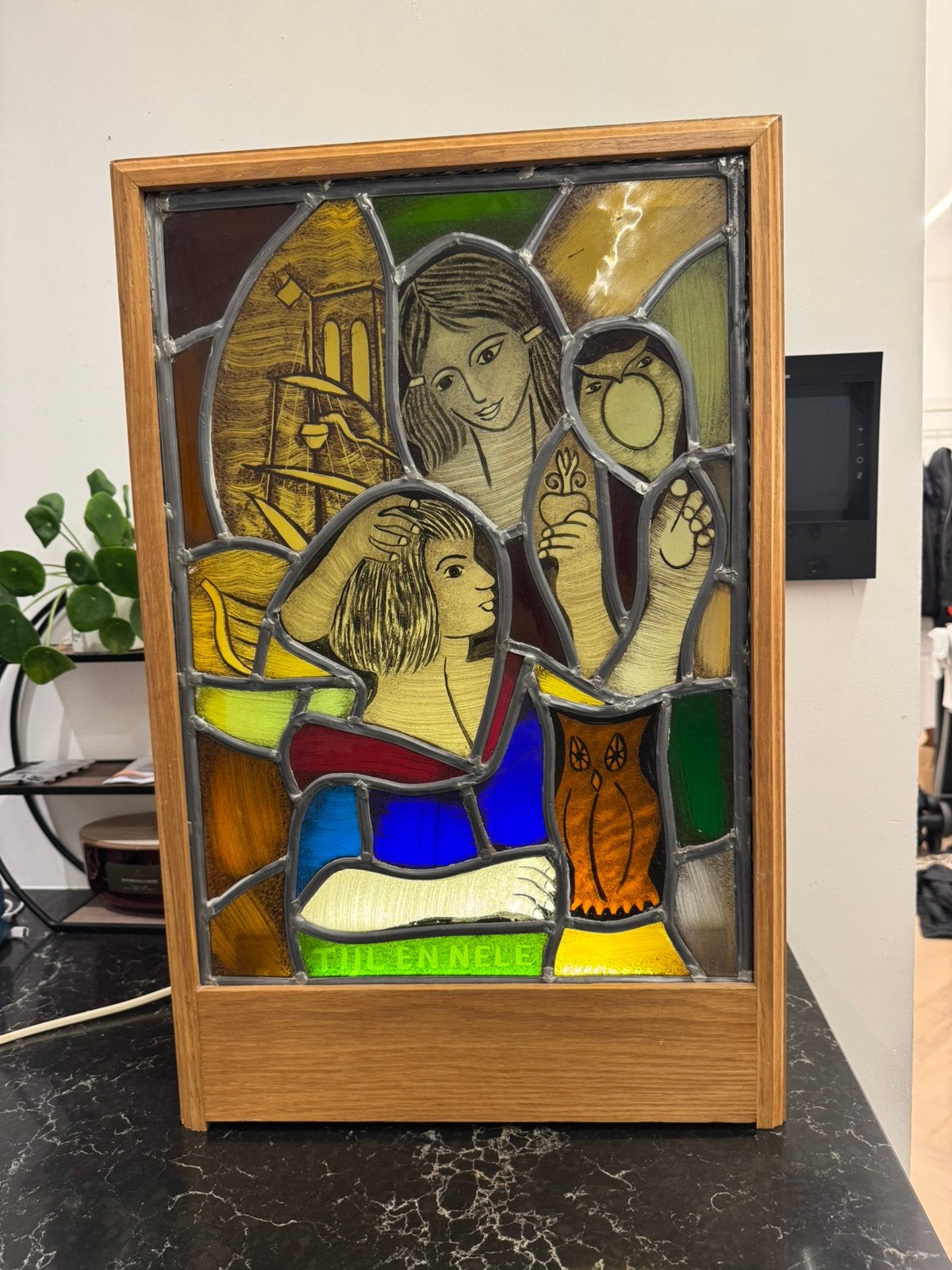 Glas-in-loodpaneel Tijl en Nele - Frans Van Immerseel, Enlèvement, Vintage, Signé