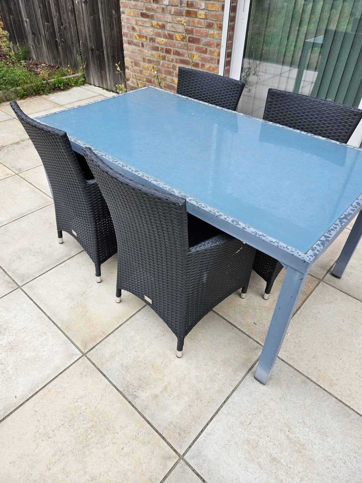 Tuintafel set met 6 stoelen en bijhorende kussens, Ophalen, Gebruikt, Aluminium, 6 zitplaatsen