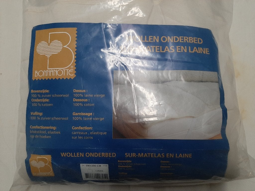 Wollen onderbed, Neuf, 90 cm, Tissu, Beige