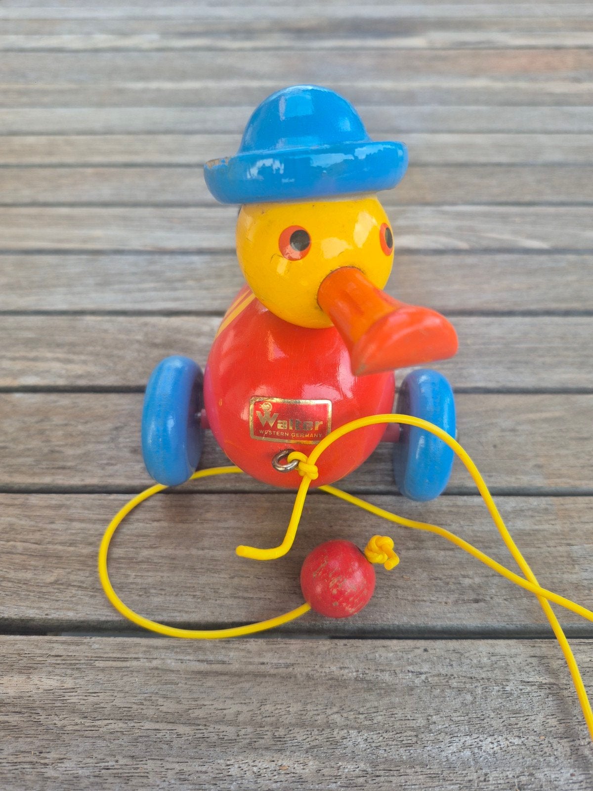 Vintage houten walter trekeend, Kinderen en Baby's, Speelgoed | Houten speelgoed, Ophalen