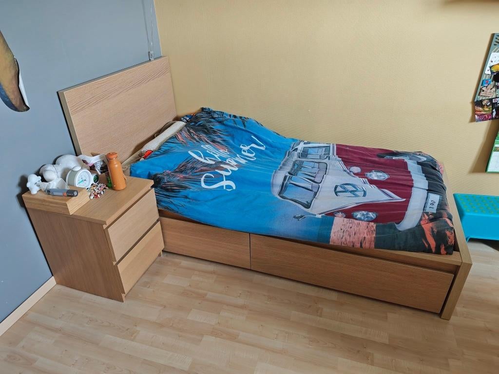 Lit une personne, Huis en Inrichting, Ophalen, 90 cm, Eenpersoons, Beige