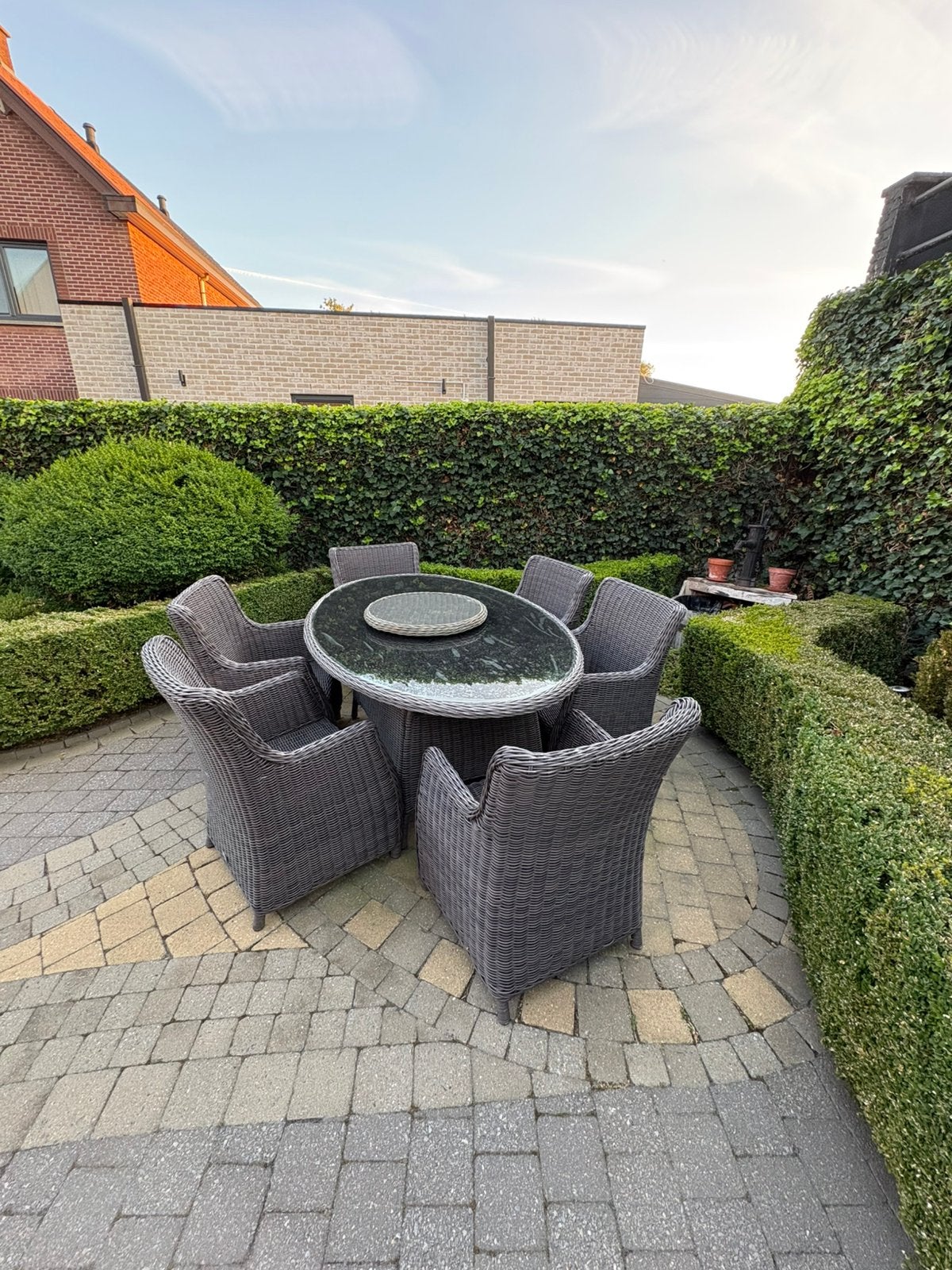 Tuinset Wicker 6 personen, Ophalen, Gebruikt