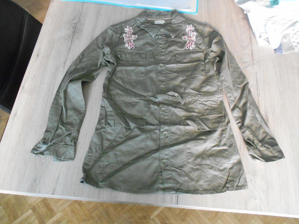 kaki hemd jurk maat 152, Meisje, Overhemd of Blouse, Ophalen of Verzenden, Zo goed als nieuw