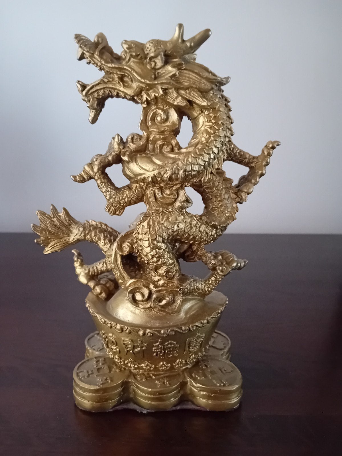 Goudkleurig beeld Chinese draak in messing, Ophalen of Verzenden