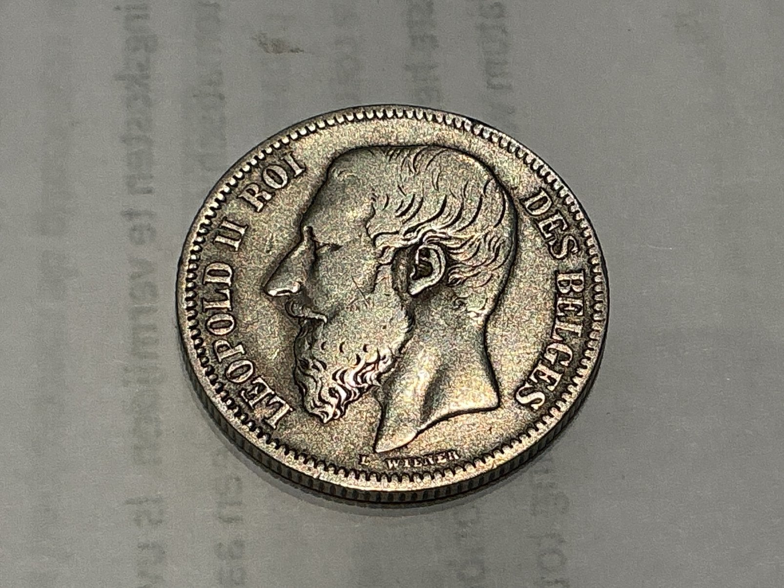 Belgique 2 francs 1866 argent, Enlèvement ou Envoi, Argent