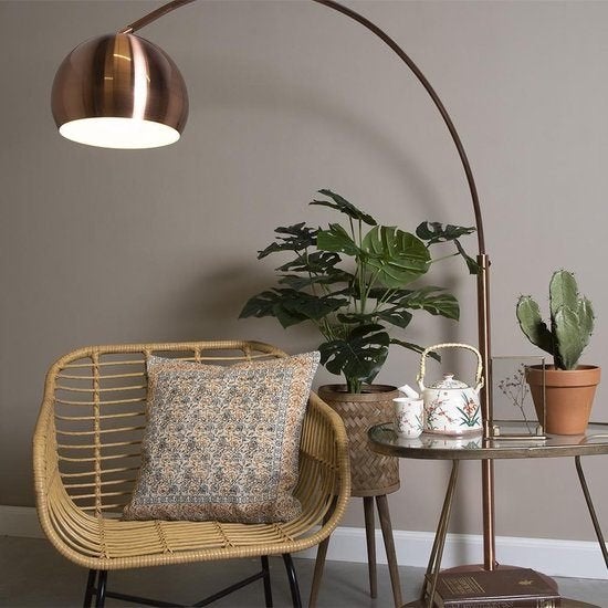 Vintage vloerlamp – design booglamp in koperkleur flamant, Ophalen, Gebruikt, Metaal, Vintage