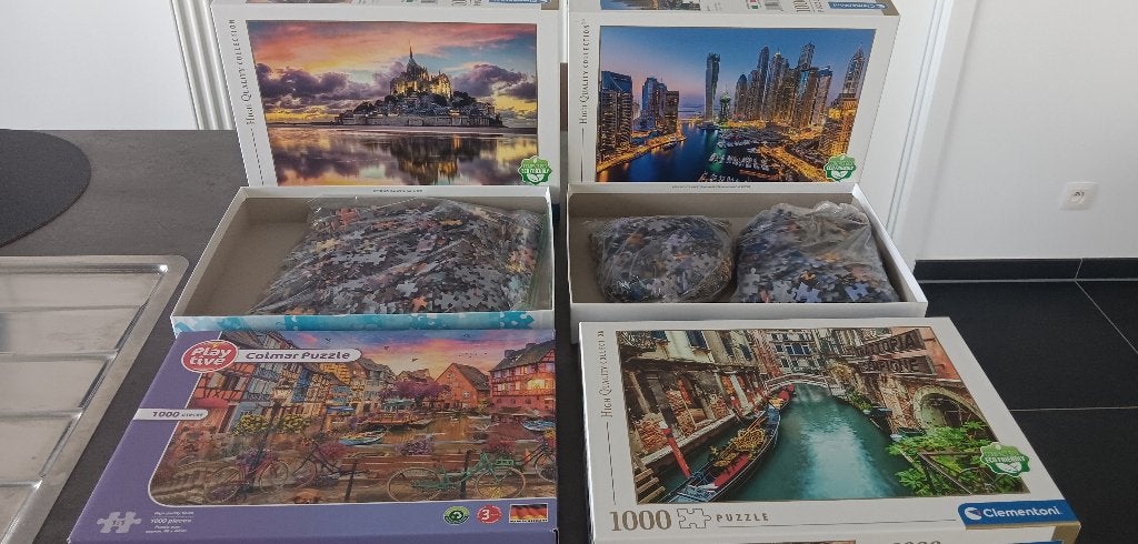4 casse-têtes, Enlèvement, 500 à 1500 pièces, Utilisé, Puzzle