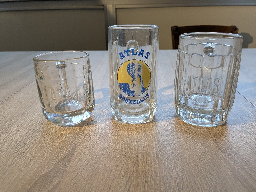 3 Chopes brasserie ATLAS, Collections, Marques de bière, Enlèvement, Chope(s)