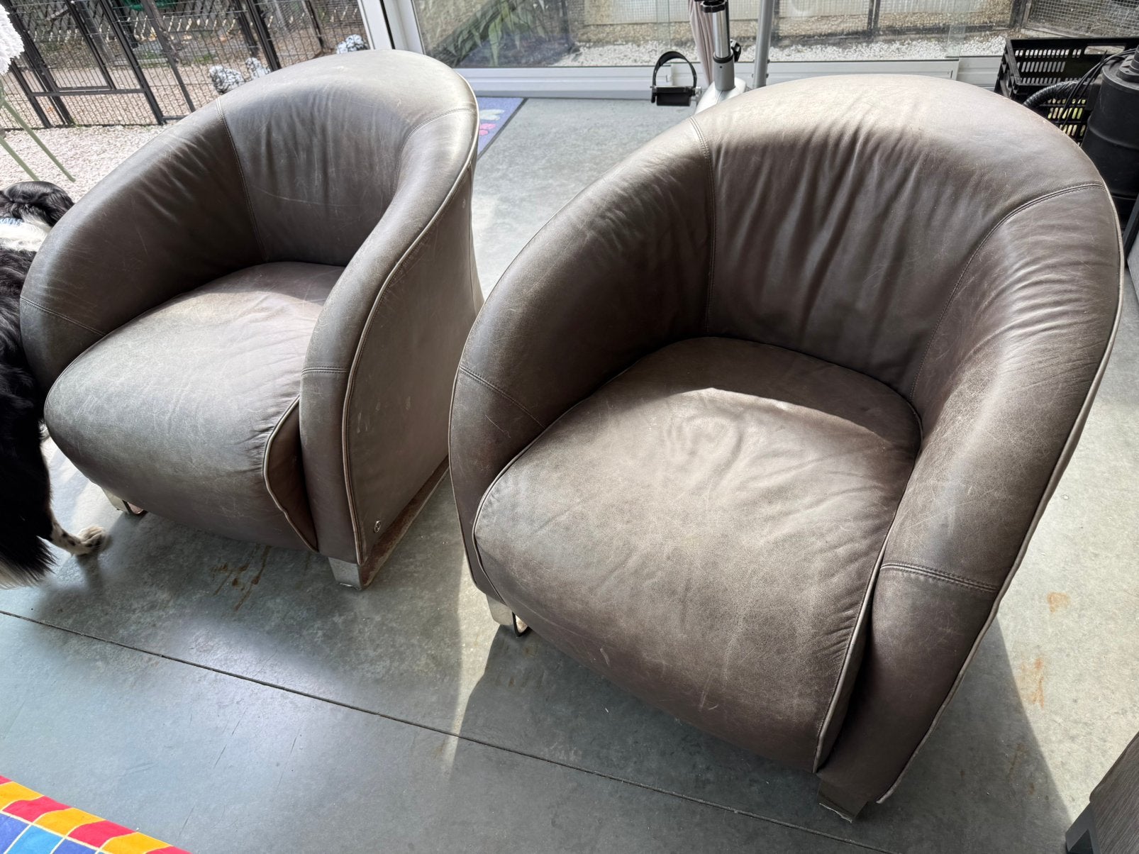 Natuzzi zetels taupe kleur, Huis en Inrichting, Ophalen, Gebruikt