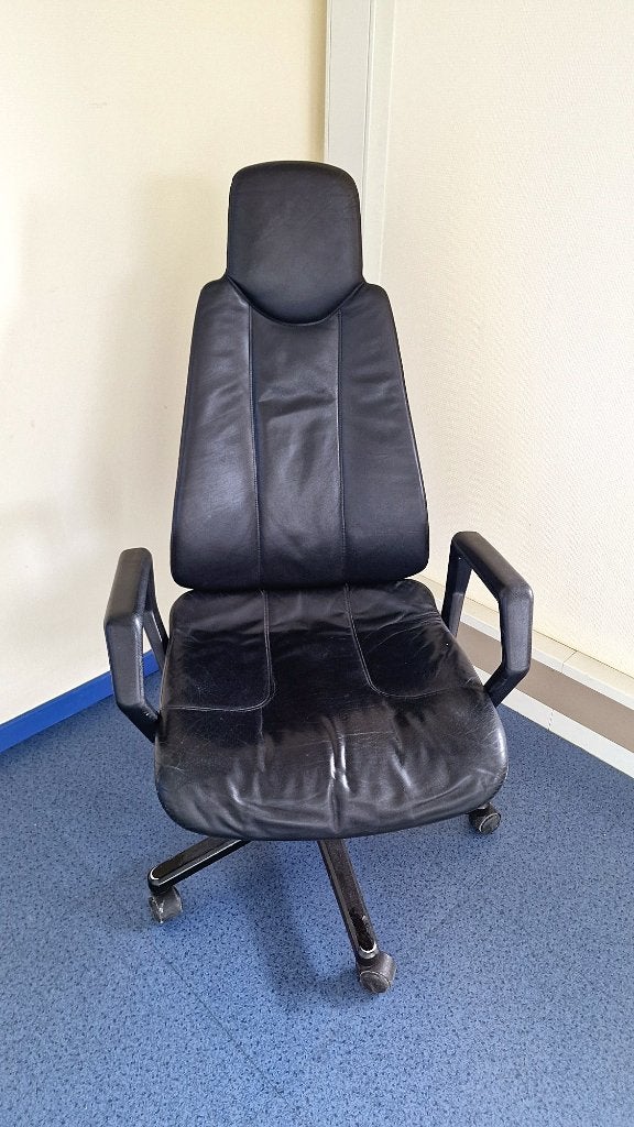Fauteuil de bureau cuir noir avec appui-tête, Enlèvement, Utilisé, Noir, Chaise de bureau