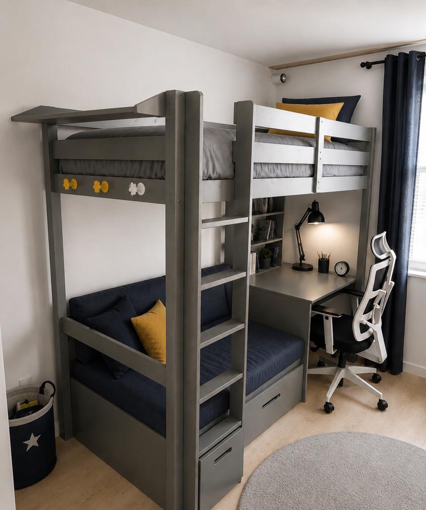 Lit mezzanine ado multifonction avec bureau intégré, Kinderen en Baby's, Kinderkamer | Stapelbedden en Hoogslapers, Ophalen